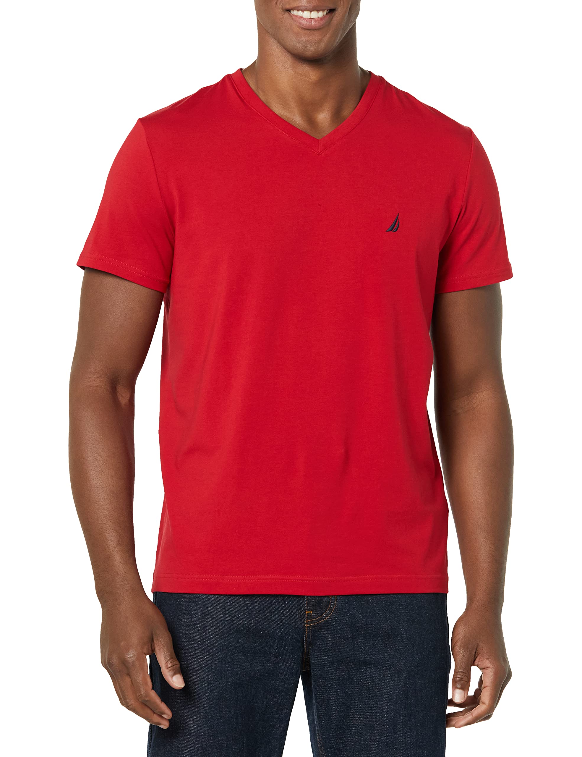Nautica Mens Short Sleeve Solid Slim Fit V-Neck T-Shirt