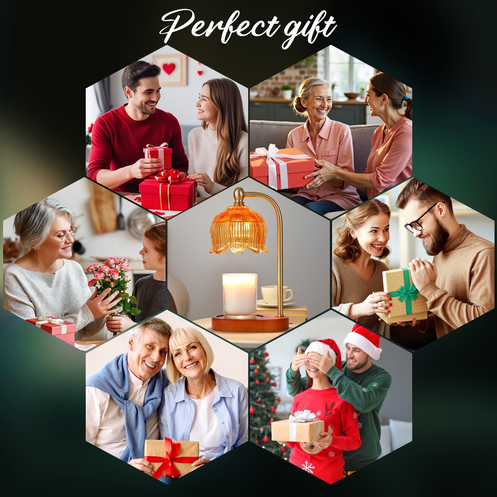 MEIXISUE Candle Warmer Lamp with Timer and Dimmer,Electric Amber Light Gifts for Women Melt Wax Warmer Lamp with 2 Bulbs for Candle Jars House Warming New Home Decor