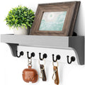 Rebee Vision Acacia Wood Farmhouse Key Holder Wall Mount for Room Decor – Retro Key Holder for Wall with Shelf for Cute Things– Stylish Home Storage for Apartment Essentials (Acacia Wood)