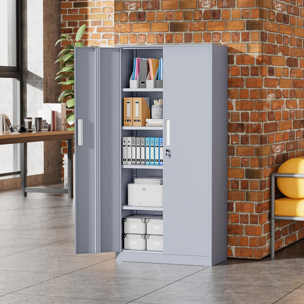 Greenvelly Metal Storage Cabinet, 36" Locking Storage Cabinet with Doors and Shelves, Lockable Storage Cabinets for Home Office, Utility Locker Cabinet, Steel Garage Cabinet with 2 Keys, Black