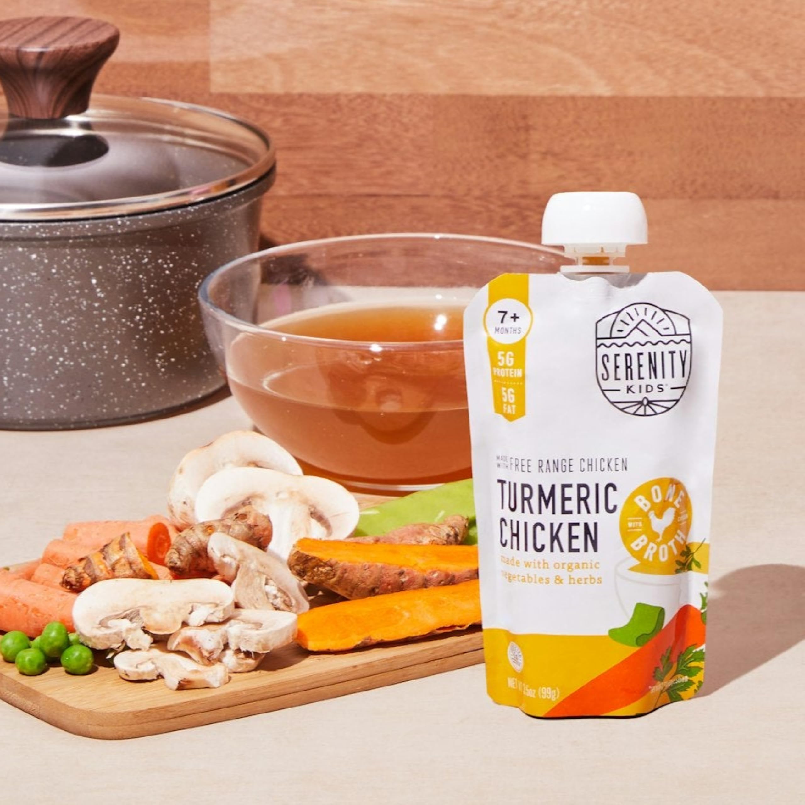 Serenity Kids Bone Broth Puree Made With Organic Veggies | Clean Label Project Purity Award Certified | 3.5 Ounce BPA-Free Pouch | Grass Fed Beef Pot Roast | 1 Count