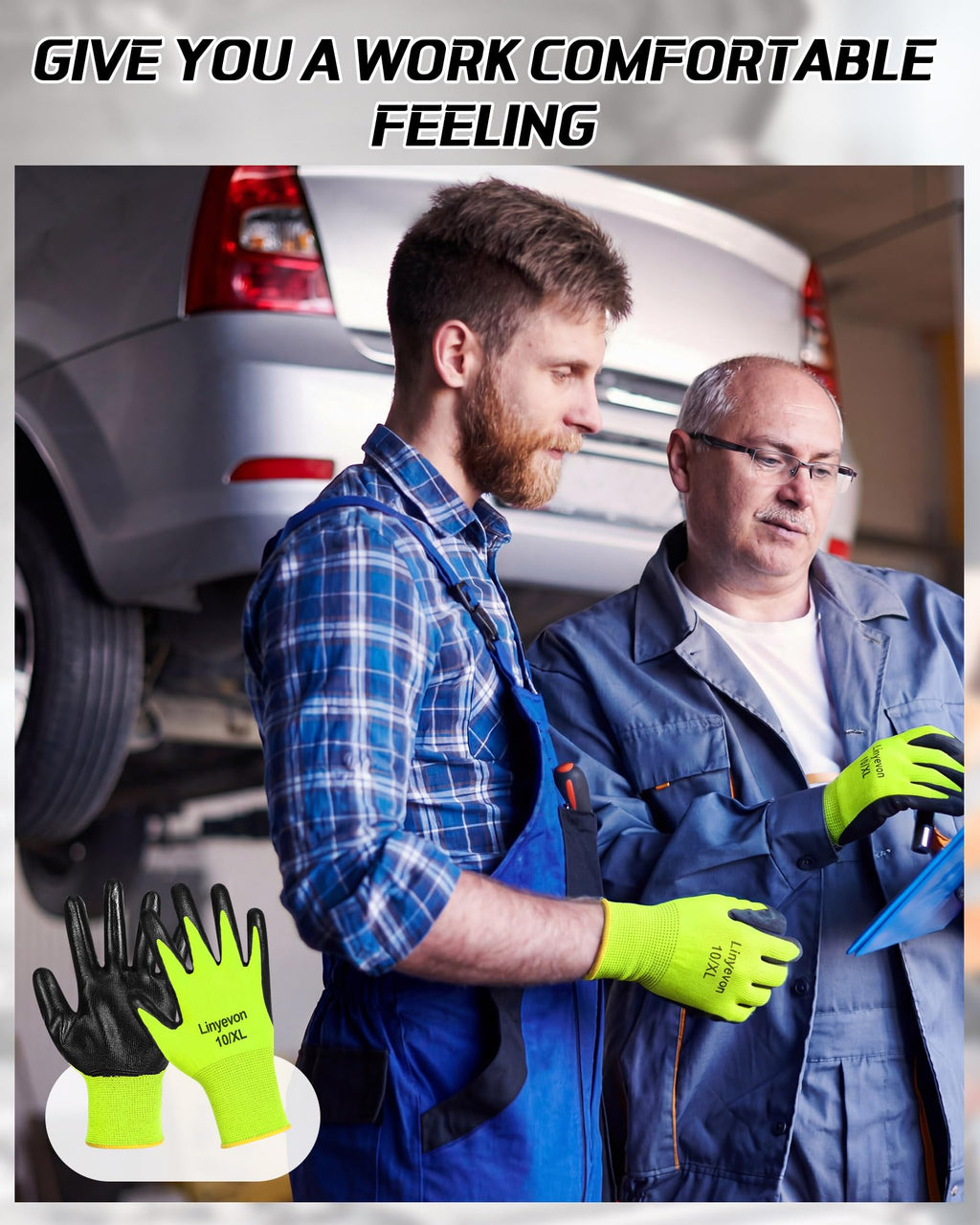 Maxcheck PU Coated Gloves Bulk, Reusable Rubber Safety Gloves for Men Women Work Warehouse, Mechanic, Woodworking