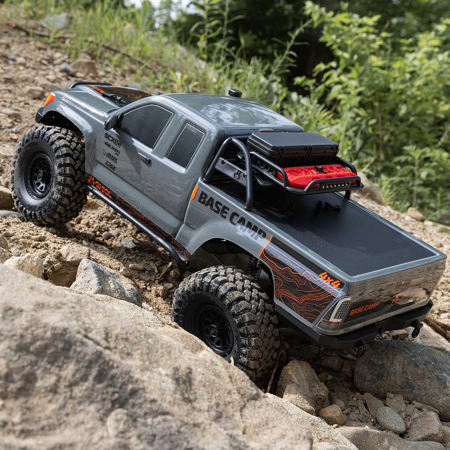 Axial RC Truck 1/10 SCX10 III Base Camp 4X4 Rock Crawler Brushed RTR (Battery and Charger Not Included), Gray, AXI-1375T2