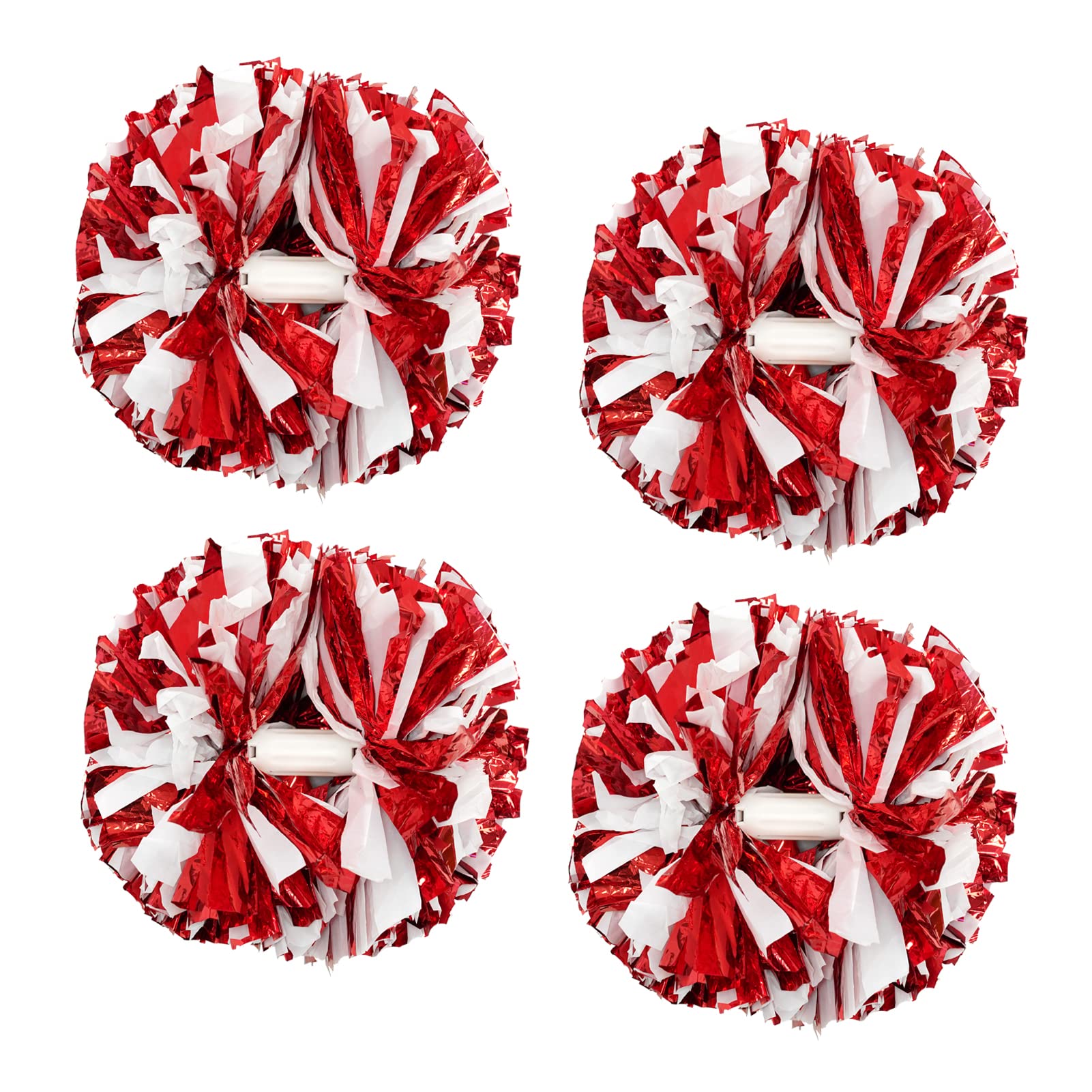 4Pcs Metallic Cheerleading Pom Poms, Creatiee 2 Pair Cheerleader Cheering Squad Pompoms for School Sports Dance Games Team Spirit Cheer