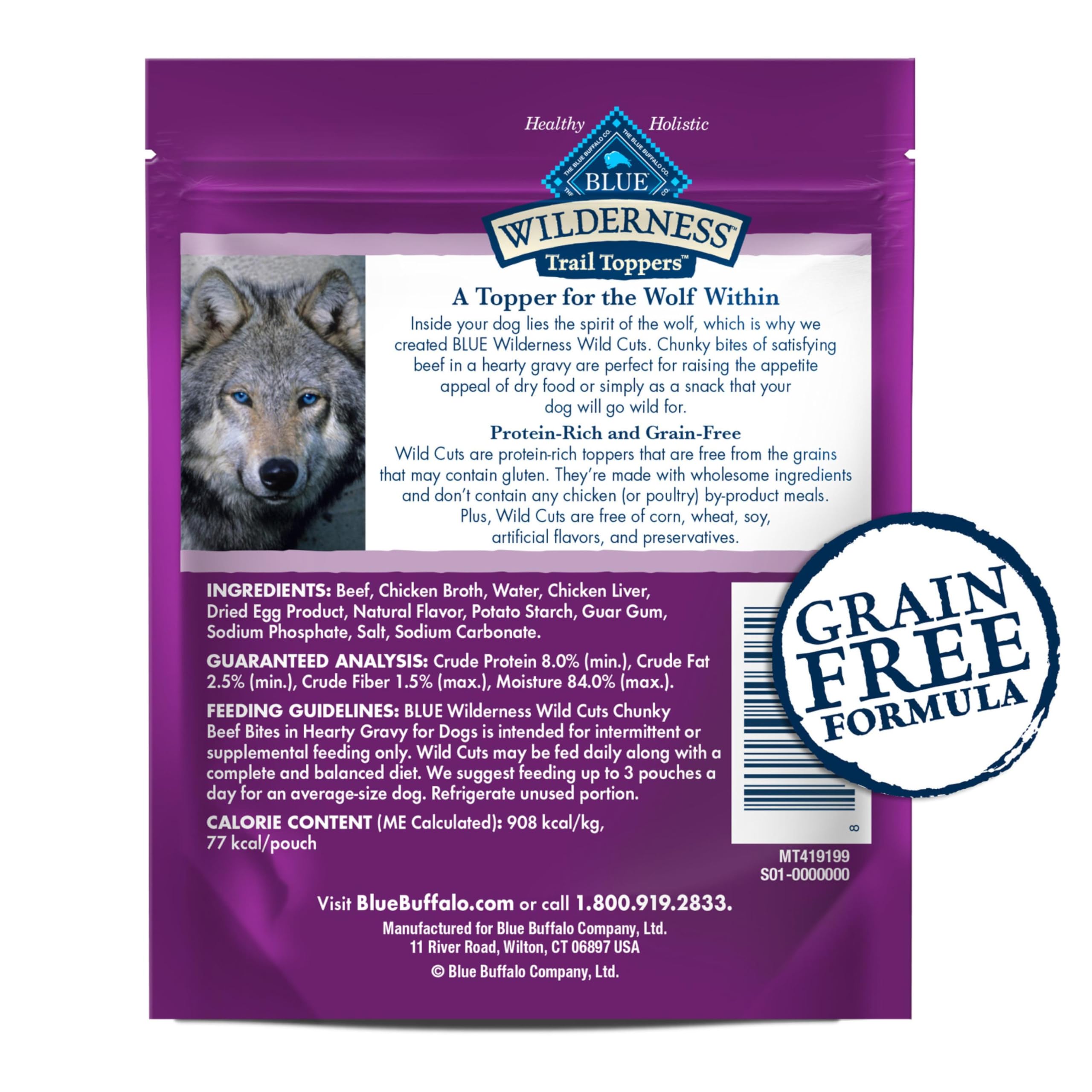 Blue Buffalo Wilderness Wild Cuts Trail Toppers Chunky Bites In Hearty Gravy - Beef - 3 Oz