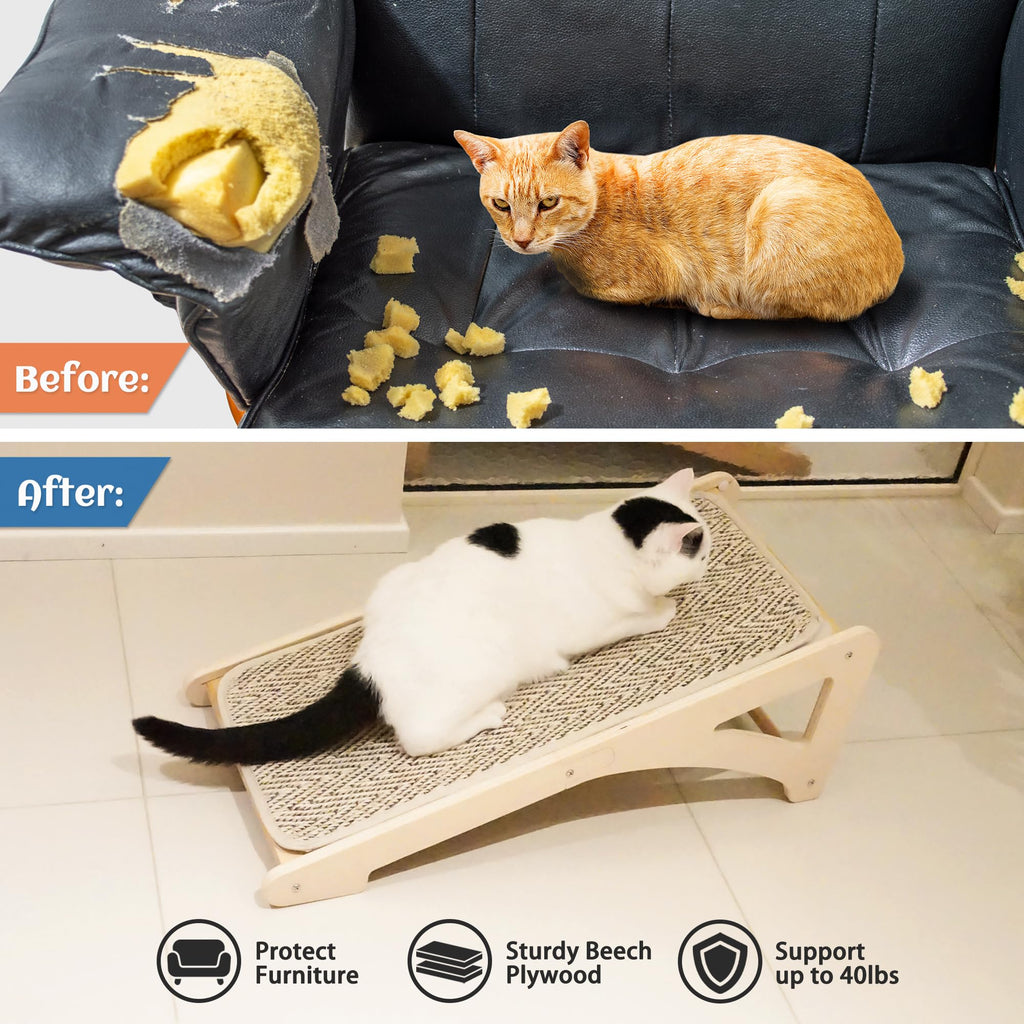 PETKARAY Couch Corner Cat Scratcher, 28.5" Sisal Scratching Post for Cats | Corner Wall Scratch Pad for Furniture Protection, Large Vertical Cat Scratching Post with Plush Base