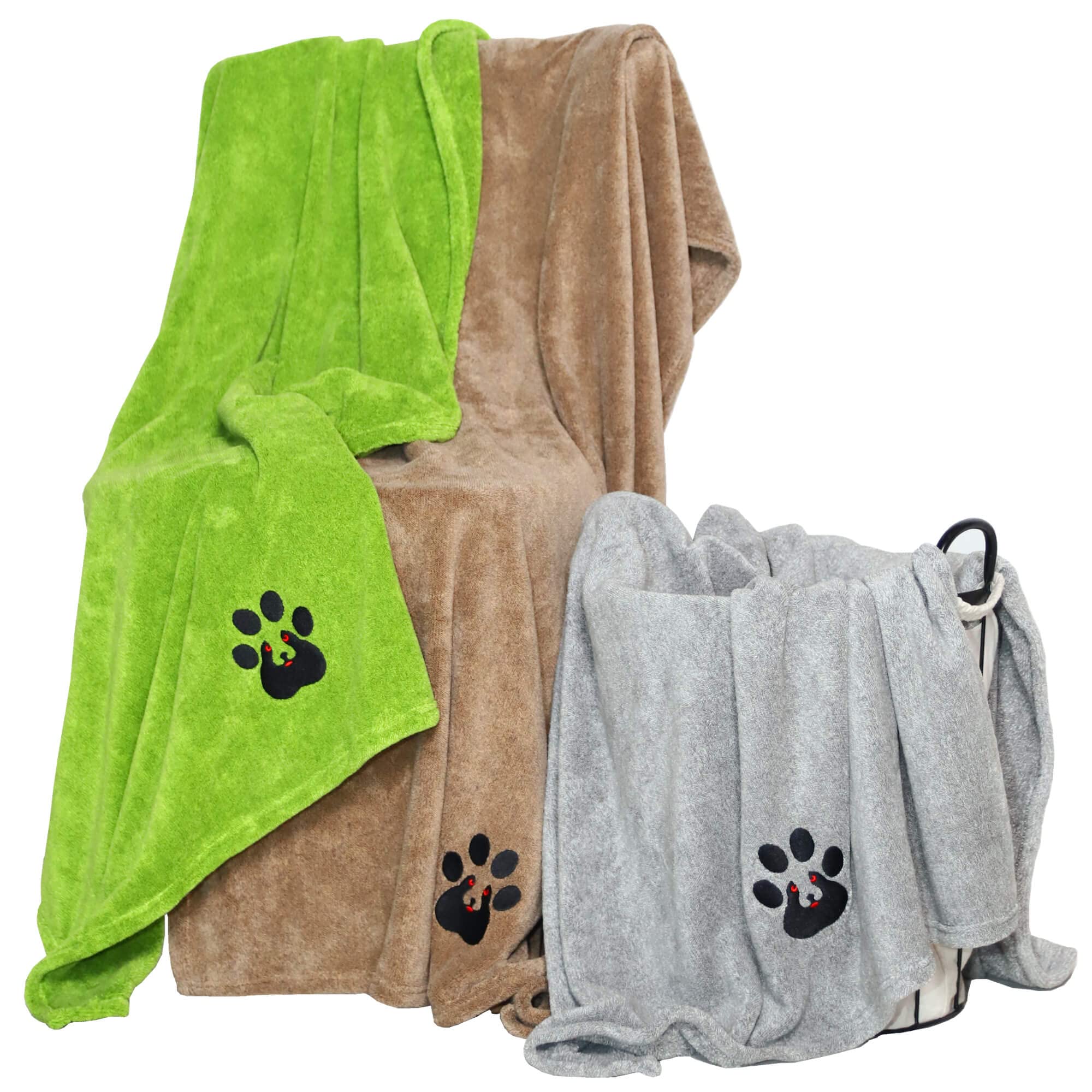 Dogvingpk Medium Dog Towel 4 Pack, Super Absorbent Soft Quick Drying Microfiber Pet Bath Towels for Medium & Small Dogs (M-36" * 28", 2Grey and 2Brown)