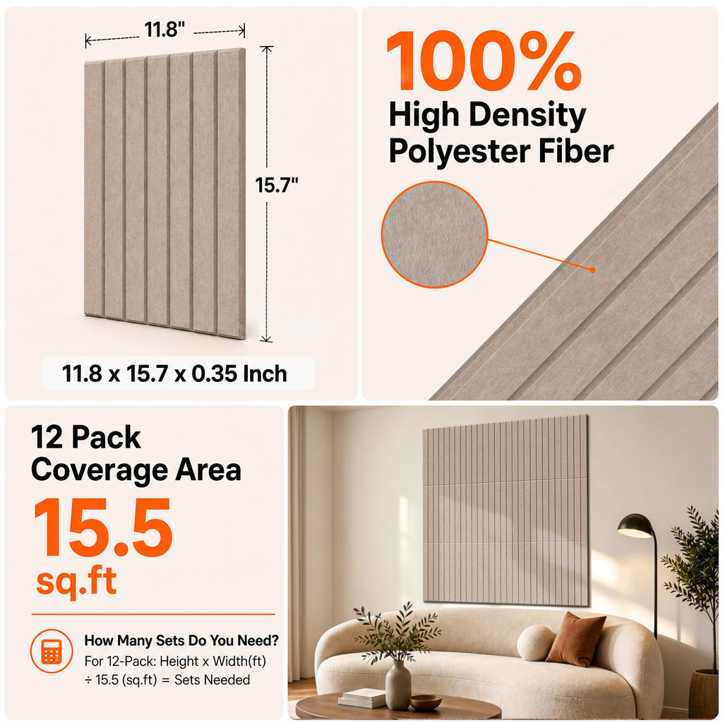 Art Acoustic Panels for Wall,5 Pack Sound Absorbing Panels,47.2” x 23.6” Soundproof Wall Panels,High-Density Acoustic Wall Panels,Decorative Sound Panels with Wood-Look