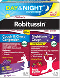 Children's Robitussin DM Day and Night Cough Relief Value Pack, Cough Medicine, Grape/Fruit Punch Flavor - 4 Fl Oz x 2