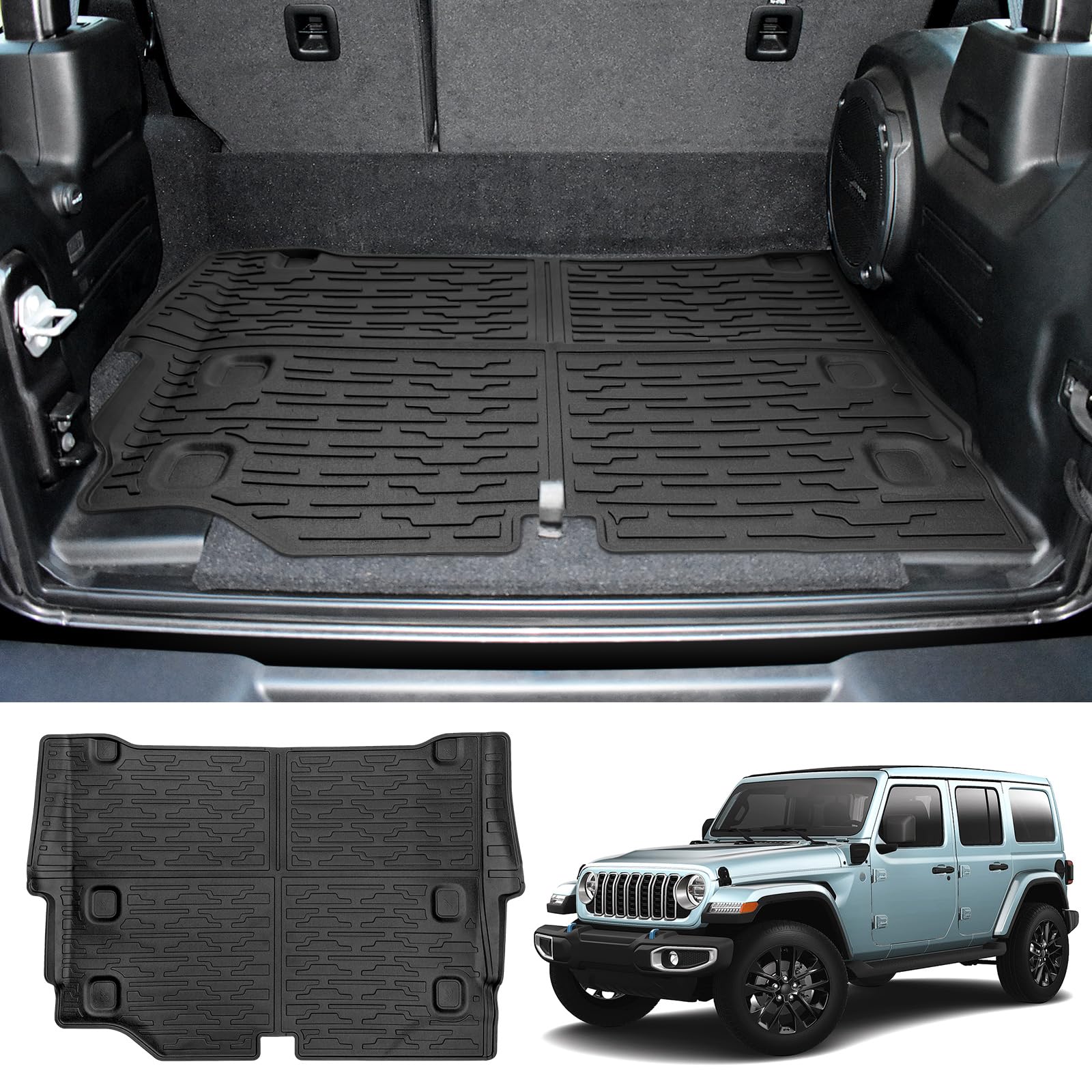 Cargo Mats for 2018-2025 Jeep Wrangler JL Unlimited 4X4 Trunk Mat with Backrest Liner, All Weather TPE Protector Rear Back Seat Mats for 18-25 Wrangler JL 4X4 4 Door Accessories