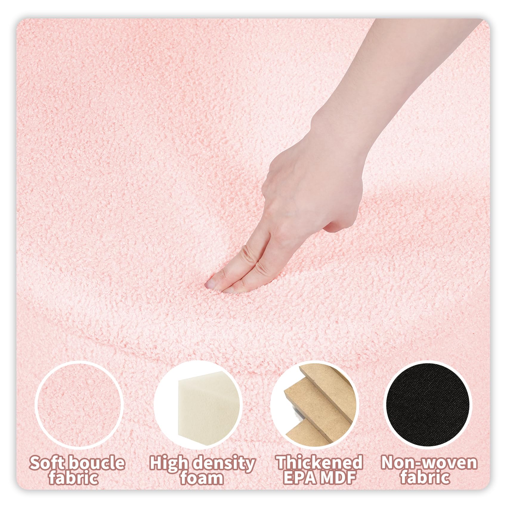 PINPLUS Round Storage Ottoman Foot Rest Stool with Tray Velvet Sherpa Folding Storage Ottoman,Boucle Foot Rest for Living Room, Bedroom, Dorm（Beige）