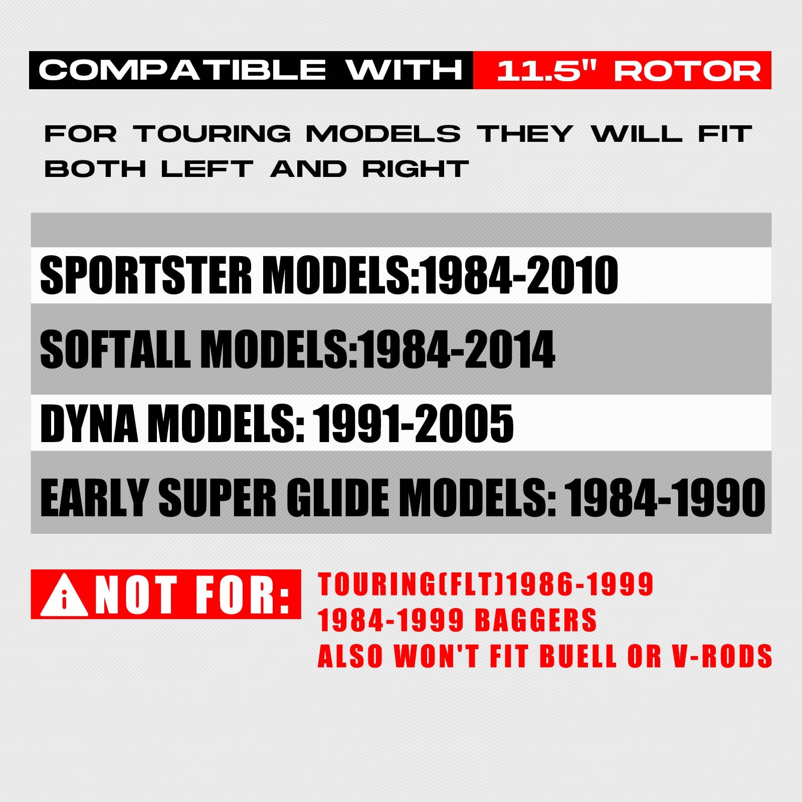 1 Piece Front Rotor and 1 Piece Rear Rotor 11.5'' set for Harley Davidson Touring Softail Sportster Dyna Early Super Glide Motorcycle,Heat Dissipation Mirror-Polished Stainless Steel Rotors