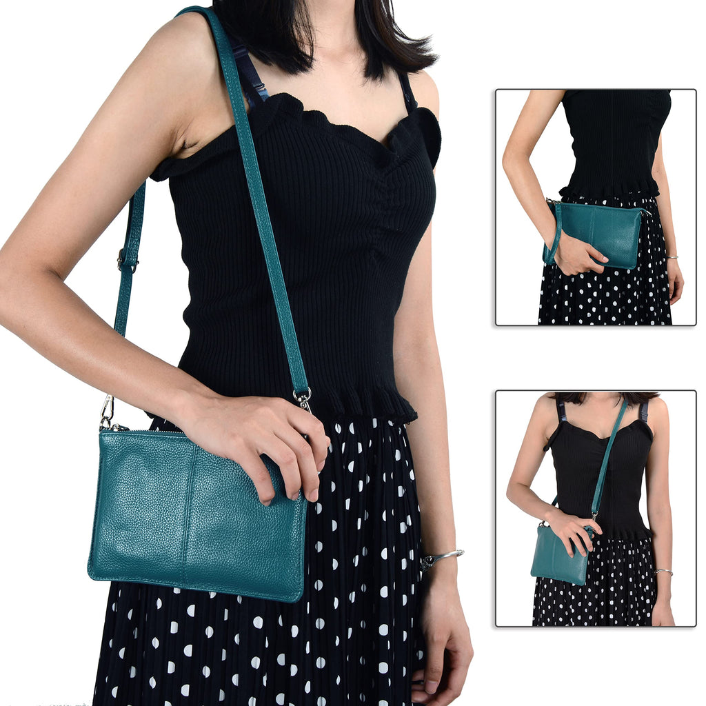 befen Genuine Leather Wristlet Clutch Wallet Purses Small Crossbody Bags for Women with RFID Blocking Card Slots