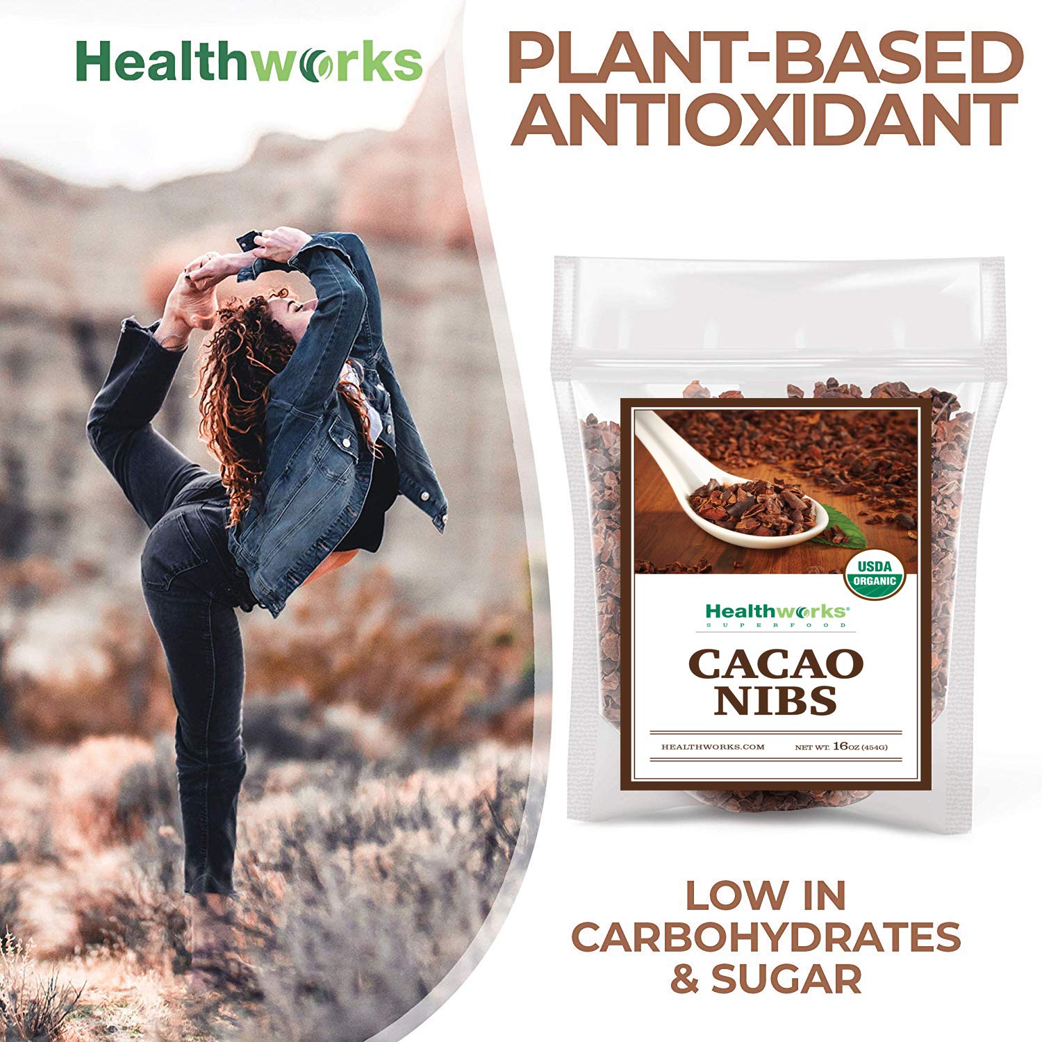 Healthworks Superfoods Cacao Nibs Organic - 16 Oz / 1 Lb - Criollo Bean - Raw Unsweetened Chocolate Substitute - Certified Organic - Keto, Vegan & Non-GMO - Antioxidant