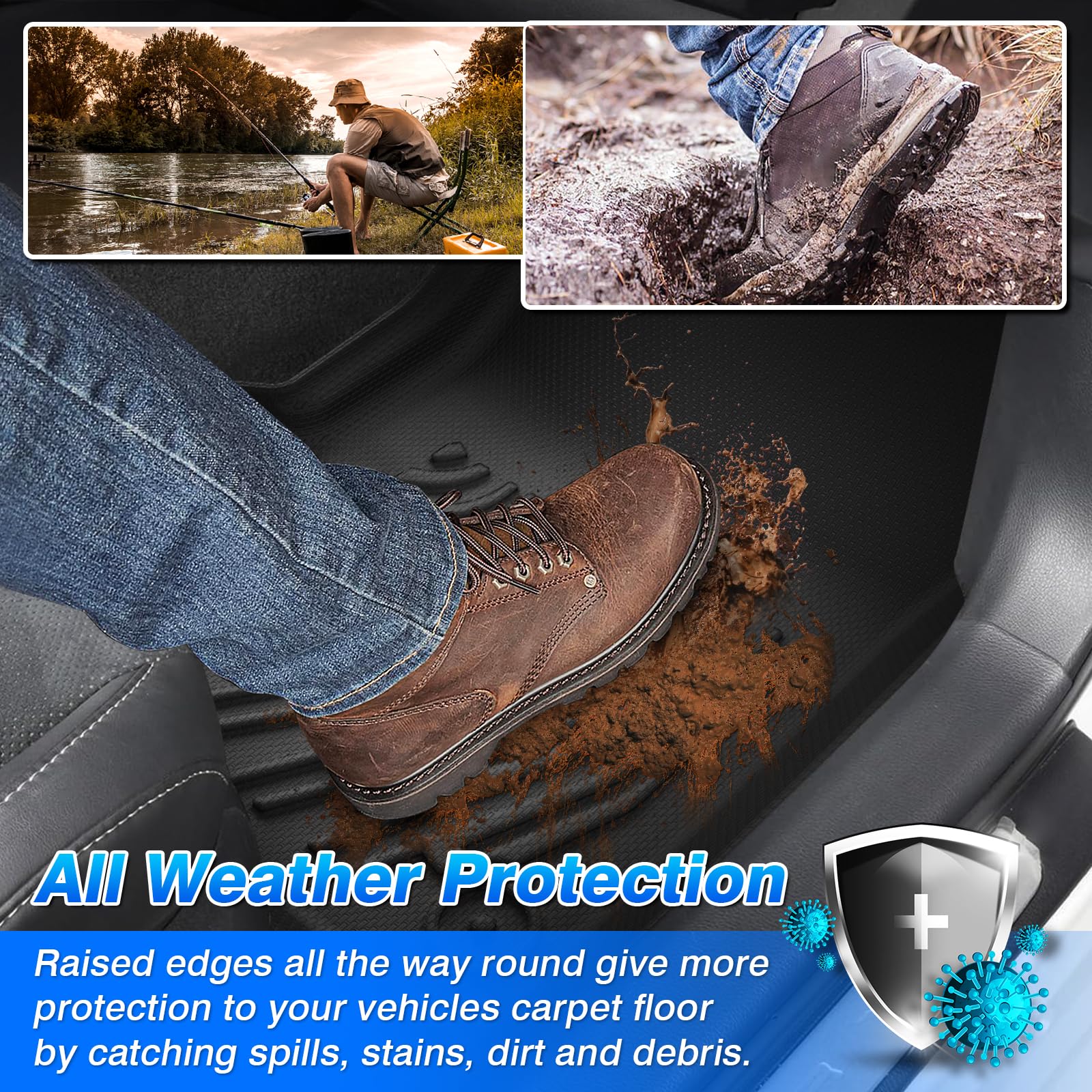 Cartist Floor Mats Compatible with Kia EV6 2022 2023 2024 2025 2026 Accessories All Weather Floor Liner Front & Rear 2 Rows Car Carpet Protection TPE Odorless