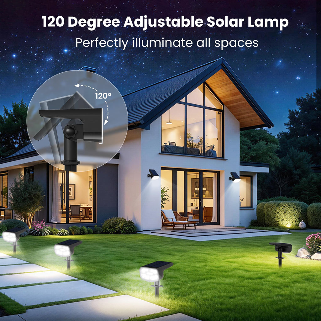 JEJOT Solar Lights Outdoor Waterproof IP65,Auto On/Off, 2700K 2 Lighting Modes, Super Bright LED, Solar Powered Yard Garden Solar Spot Lights for Outside Landscape -6 Pack