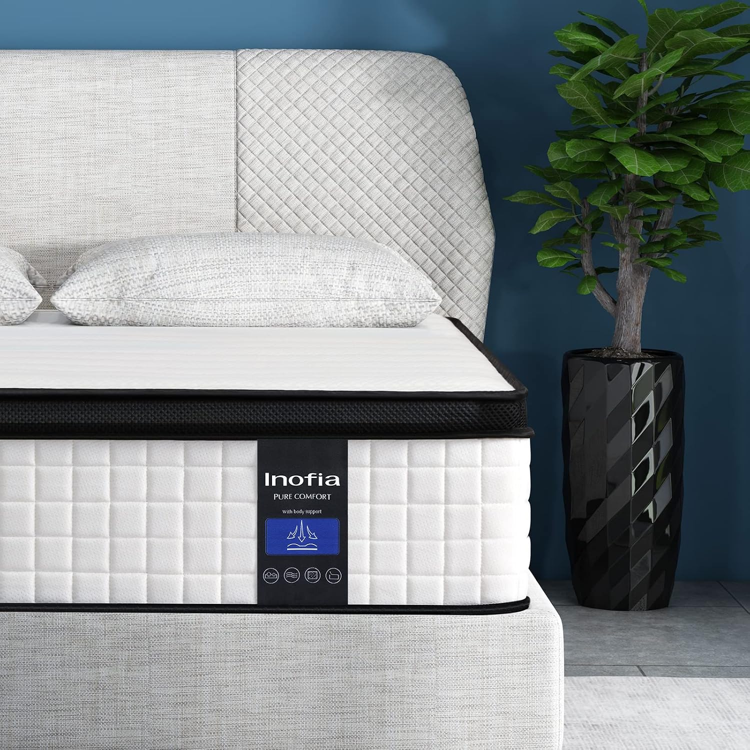 Inofia Full Mattress 10 Inch - Multilayer Hybrid Full Size Mattress in a Box, Memory Foam and Pocket Spring Mattress with Dual Knitted Fabrics for Cool Comfy Sleep, Full Size, 10''