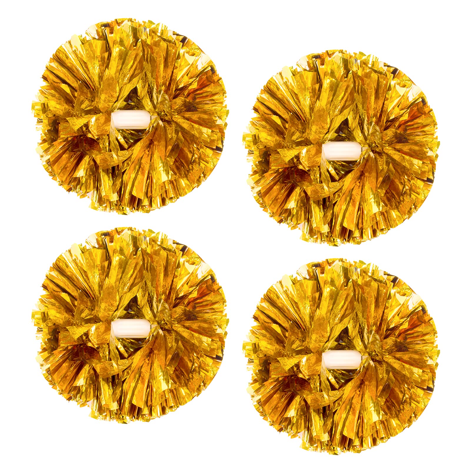4Pcs Metallic Cheerleading Pom Poms, Creatiee 2 Pair Cheerleader Cheering Squad Pompoms for School Sports Dance Games Team Spirit Cheer