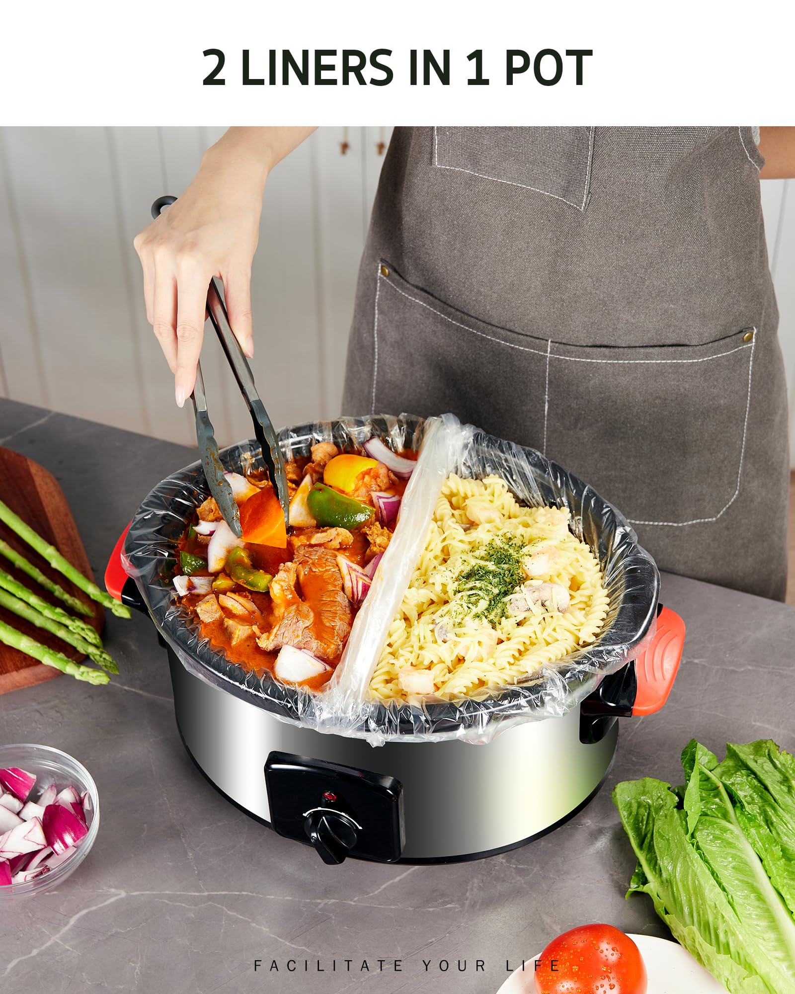 Syntus Slow Cooker Liners, 10 Count Cooking Bags Small Size Disposable Pot Liners Plastic Bags, Fit 1QT to 3QT for Slow Cooker Cooking Trays, 10.5"x 17.5", 10 Liners