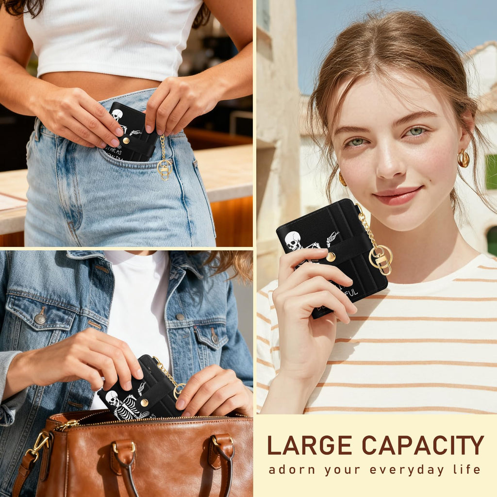 Jogjam Small Ladies Wallet, Rfid Slim Thin Compact Credit Card Women Wallet, PU Leather Bifold Cash Wallet, Zipper Coin Pocket & ID Window, Female Gifts Beige and Brown