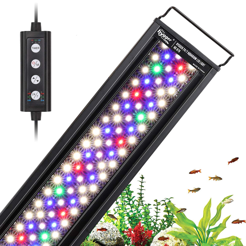 hygger Fish Aquarium LED Light, 14W 24/7 Lighting Sunrise-Daylight-Moonlight Mode DIY , Adjustable Timer/Brightness with Extendable Bracket 7 Colors for Planted Tank