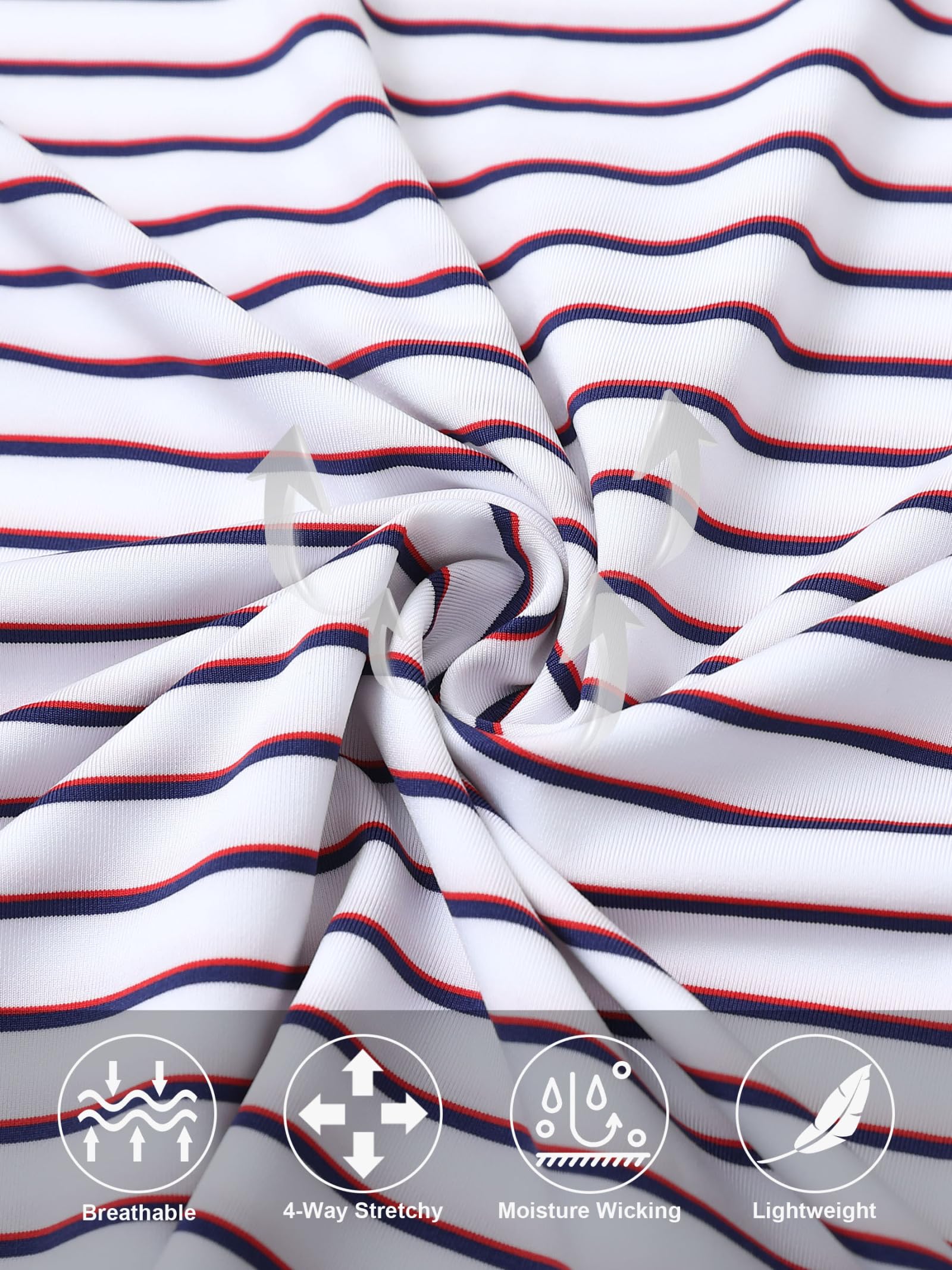 Rouen Mens Polo Shirts Short Sleeve Dry Fit Performance Moisture Wicking Causal Striped Polo Collared Golf Shirts for Men