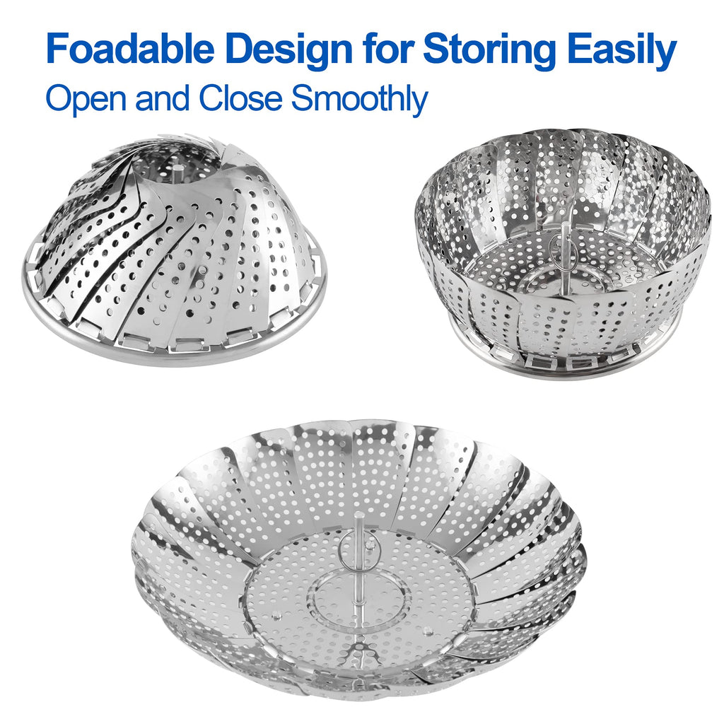 Vegetable Steamer Basket, Premium Stainless Steel Veggie Steamer Basket - Folding Expandable Steamers to Fits Various Size Pot Small by SAYFINE (5.5" to 9.2")