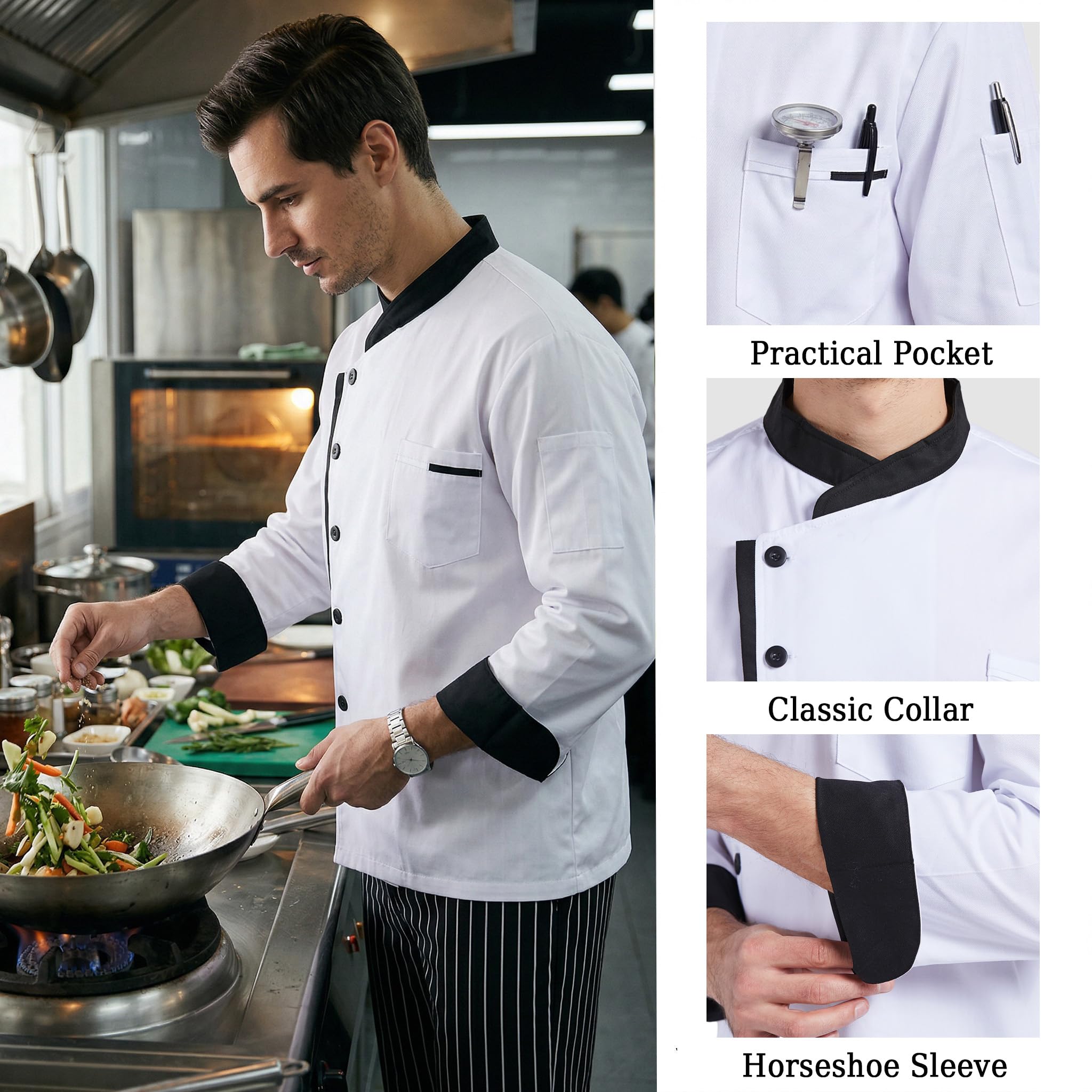Nanxson Unisex Chef Jacket Men's Chef Coat Restaurant Kitchen Chef Uniform CFM0016