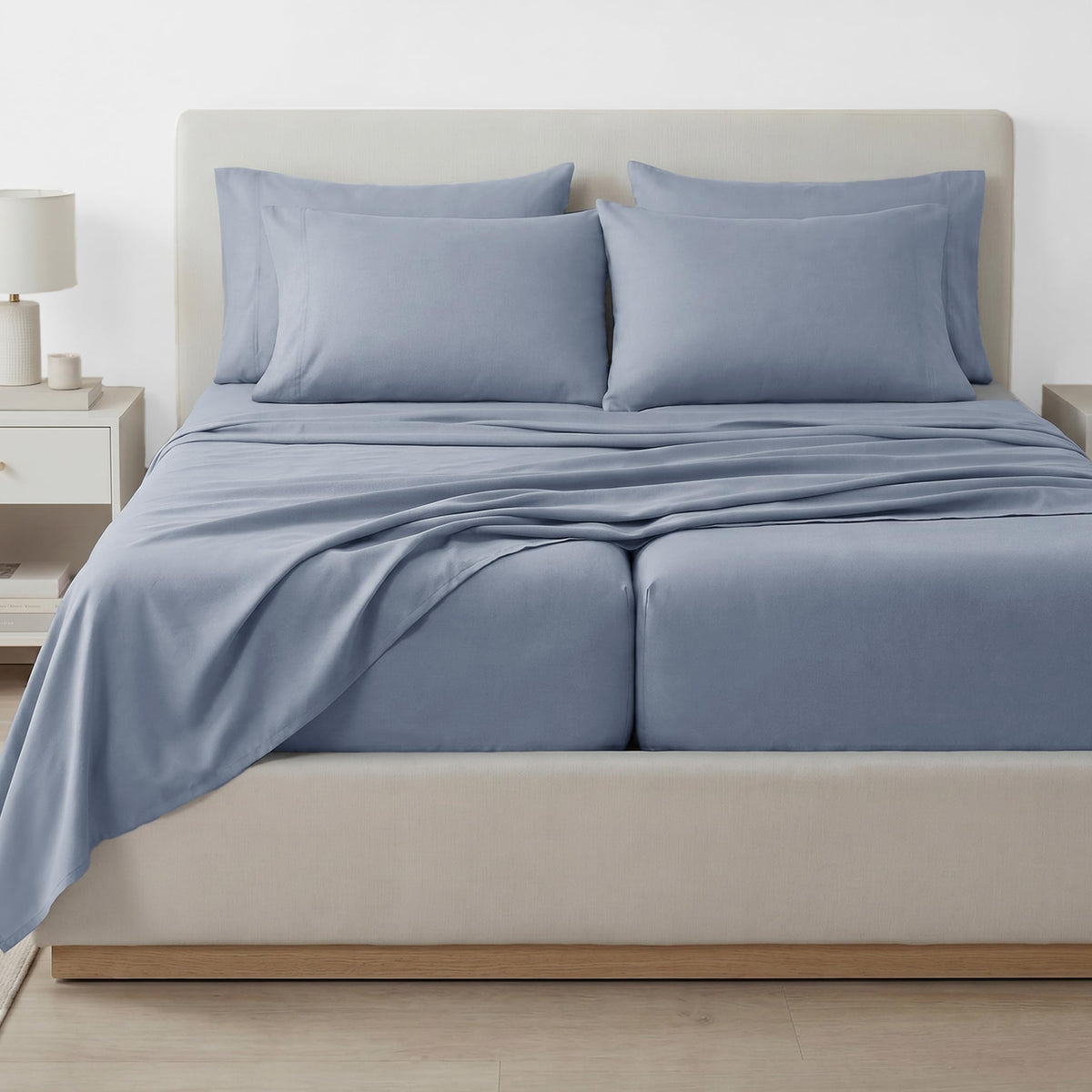 Southshore Fine Living, Inc. 4-Piece, 21-Inch Deep Pocket Twin Sheets Set with Fitted Sheet, Soft Microfiber, Oversized Flat Sheet, 2 Pillow Cases Standard Size, Hotel Collection Twin Bed White Sheets