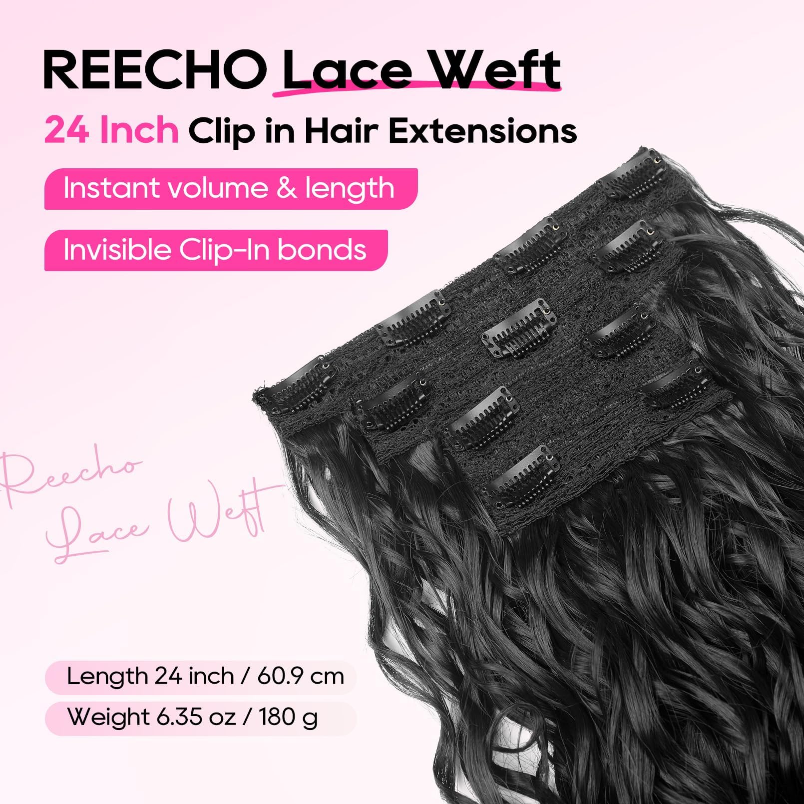 REECHO Curly Hair Extensions, 4PCS 16 inch Clip in Hair Extensions Lace Weft Short Curly Hair Extensions Clip Ins Invisible Natural Hairpieces for Women, Ash Blonde with Highlights