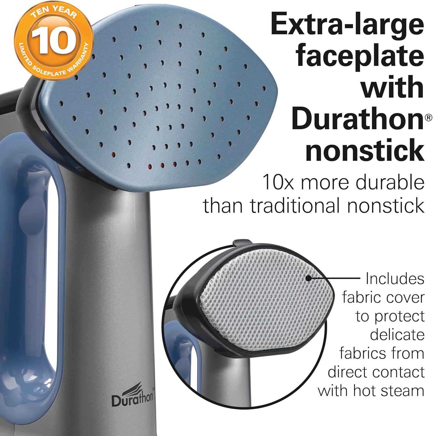 Hamilton Beach Durathon 3-in-1 Travel Steamer for Clothes & Steam Iron | 45 Second Heat-Up with 1700 Watts | 300ml Removable Water Tank | 27 Minutes of Steam | Auto Shutoff | Gray & Blue | 11559