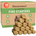 Dextreme Fire Starter (60 PCS) Natural Fire Starters for Campfire, Charcoal Starter, Fireplace, Wood Stove, BBQ, Chimney, Fire Pit, and Grill | All Weather, Odorless, Non-Toxic, w/10 Min Burning Time