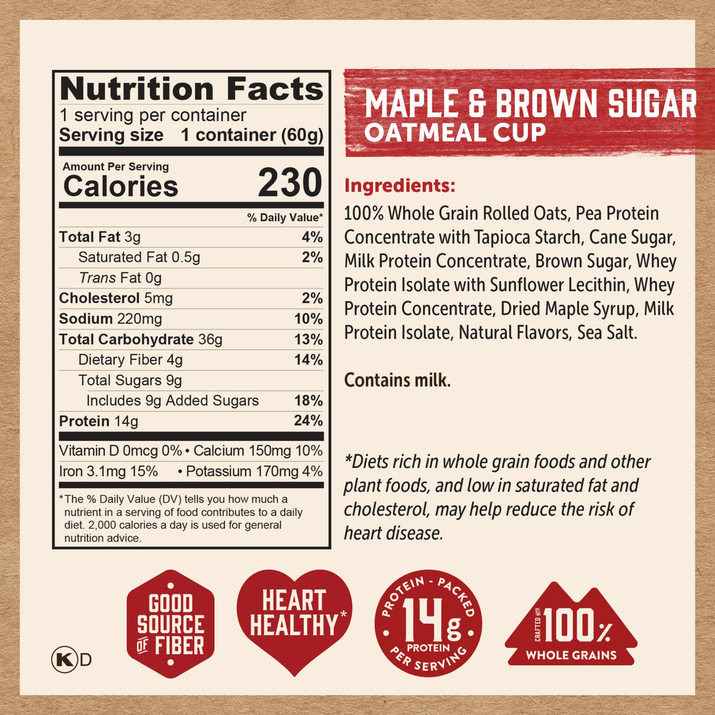 Kodiak Cakes Instant Protein Apple Cinnamon Oatmeal in a Cup, 2.12oz (Pack of 12)