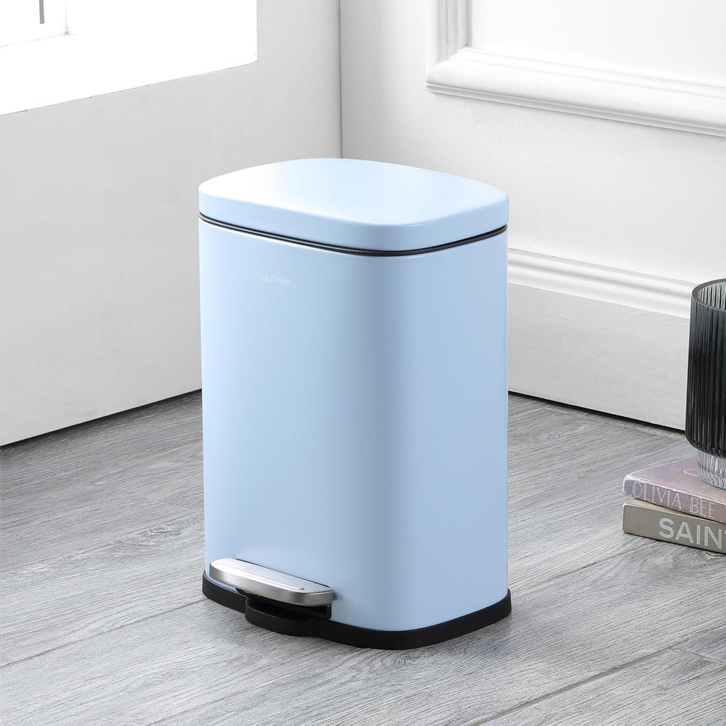 happimess HPM1006B Connor Rectangular 13-Gallon Trash Can with Soft-Close Lid and Free Mini Trash Can, Fingerprint Resistant, Modern, Minimalistic for Home, Kitchen, Office, Bathroom, Black