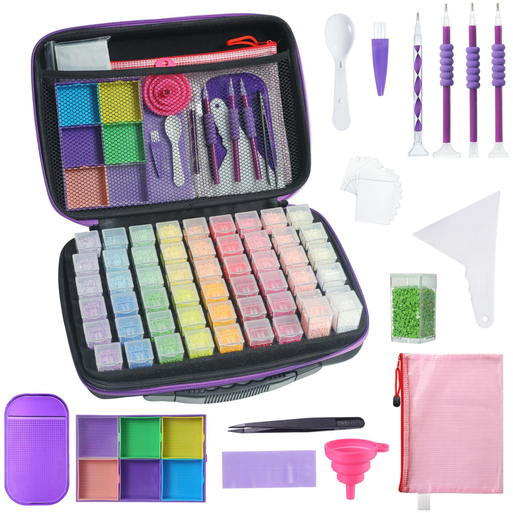 Douorgan Diamond Painting Storage Containers Portable Bead Organizer Shockproof Bead Art Storage Case Jewelry Beads Storage Box (30 Small Boxes)