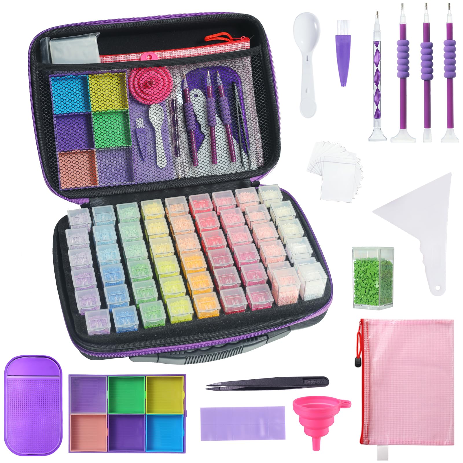 Douorgan Diamond Painting Storage Containers Portable Bead Organizer Shockproof Bead Art Storage Case Jewelry Beads Storage Box (30 Small Boxes)
