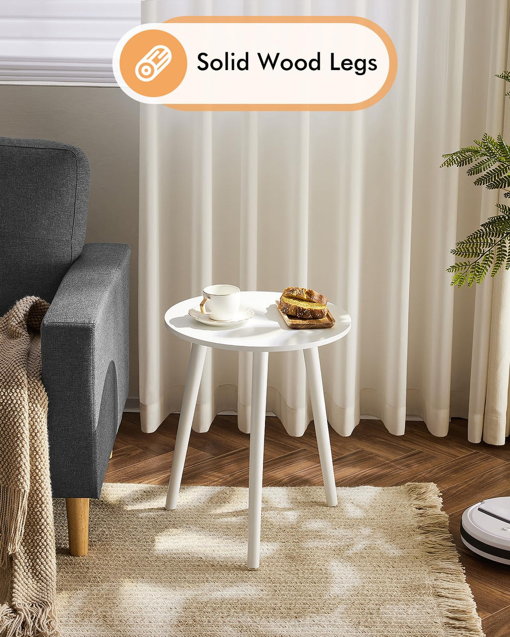 Apicizon Black Round Side Table, Black End Table Bedside Table Nursery with Wood Legs, Nightstand for Living Room, Bedroom, 16.5 x 20.5 Inches