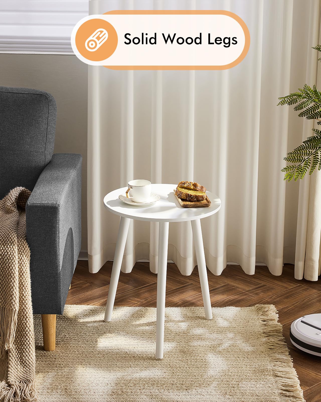 Apicizon Black Round Side Table, Black End Table Bedside Table Nursery with Wood Legs, Nightstand for Living Room, Bedroom, 16.5 x 20.5 Inches