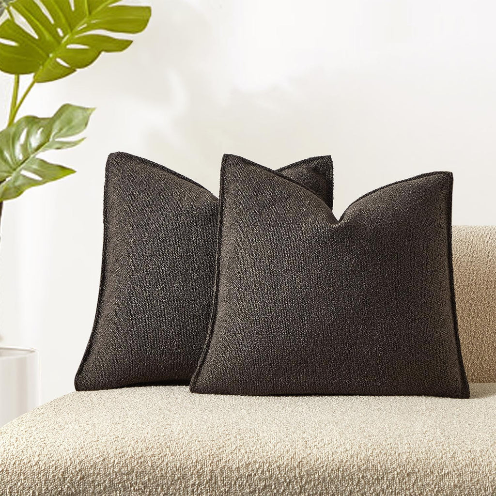 JUSPURBET Pillow Covers Set of 2 Decorative Throw Pillow Covers Case for Couch Sofa Bed Soft Boucle Textured Cushion Covers with Hidden Zipper for Home Decor Living Room 16x16,Beige
