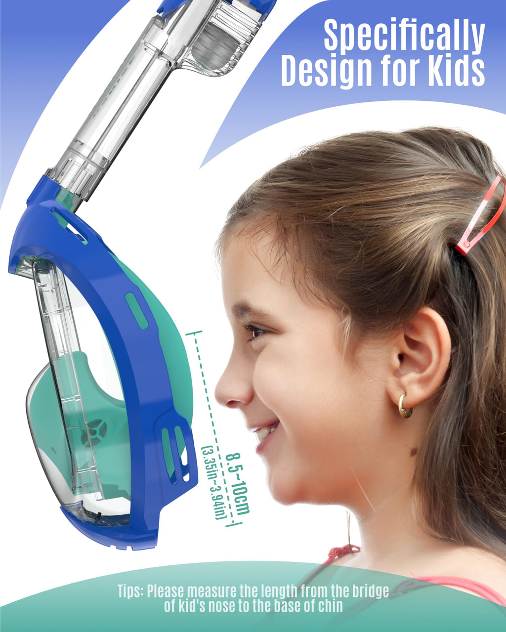 G2RISE Kids Snorkel Mask Full Face Snorkel Set, Snorkeling Gear for Kids with 180 Degree Panoramic View, Anti-Leak & Anti-Fog