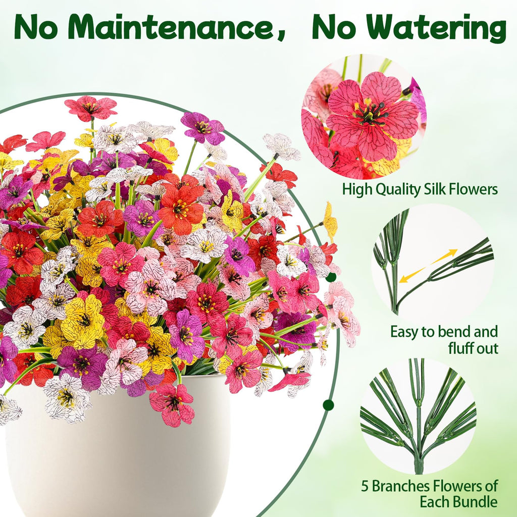MACTING 12 Bundles Artificial Fall Lavender Flowers for Outdoors, UV Resistant Fake Outdoor Plants, Faux Autumn Greenery Shrubs for Planters Porch Patio Garden Yard Outside Thanksgiving Decorations