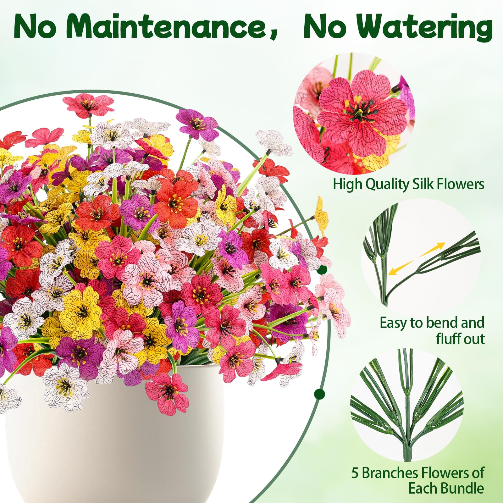 MACTING 12 Bundles Artificial Fall Lavender Flowers for Outdoors, UV Resistant Fake Outdoor Plants, Faux Autumn Greenery Shrubs for Planters Porch Patio Garden Yard Outside Thanksgiving Decorations