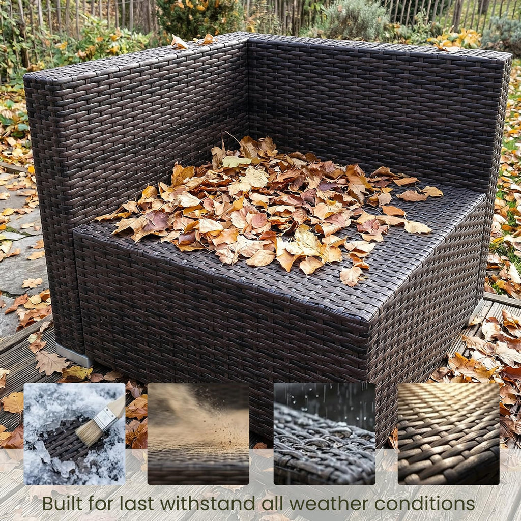 LayinSun 7 Pieces Outdoor Patio Furniture Set with 44" Fire Pit Table Rattan Sectional Sofa Conversation Sets