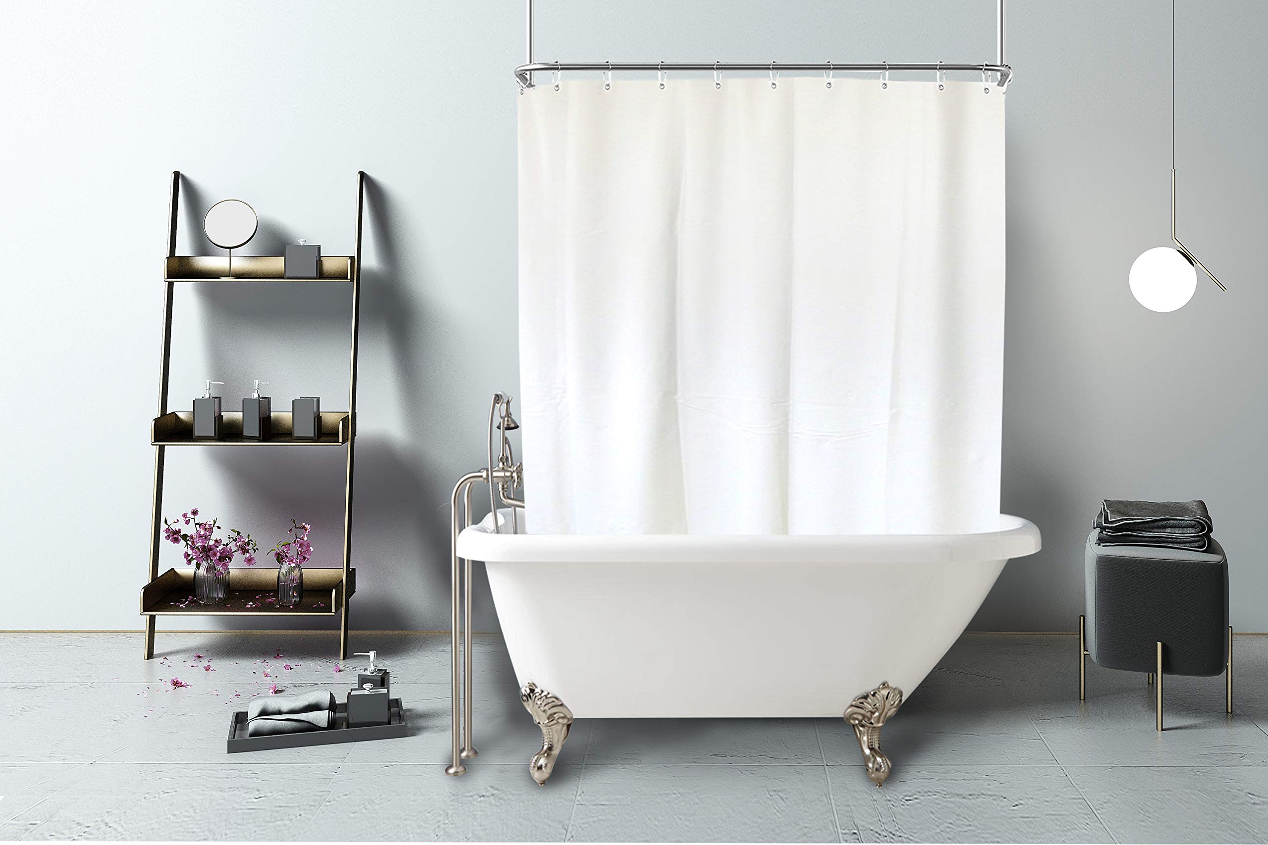 YISURE Clawfoot Tub Clear Short Length 60 Inch Shower Curtain Liner, 180x60 Inch Extra Wide 360 Shower Curtain PEVA Waterproof Wrap Around Bath Tub Curtain