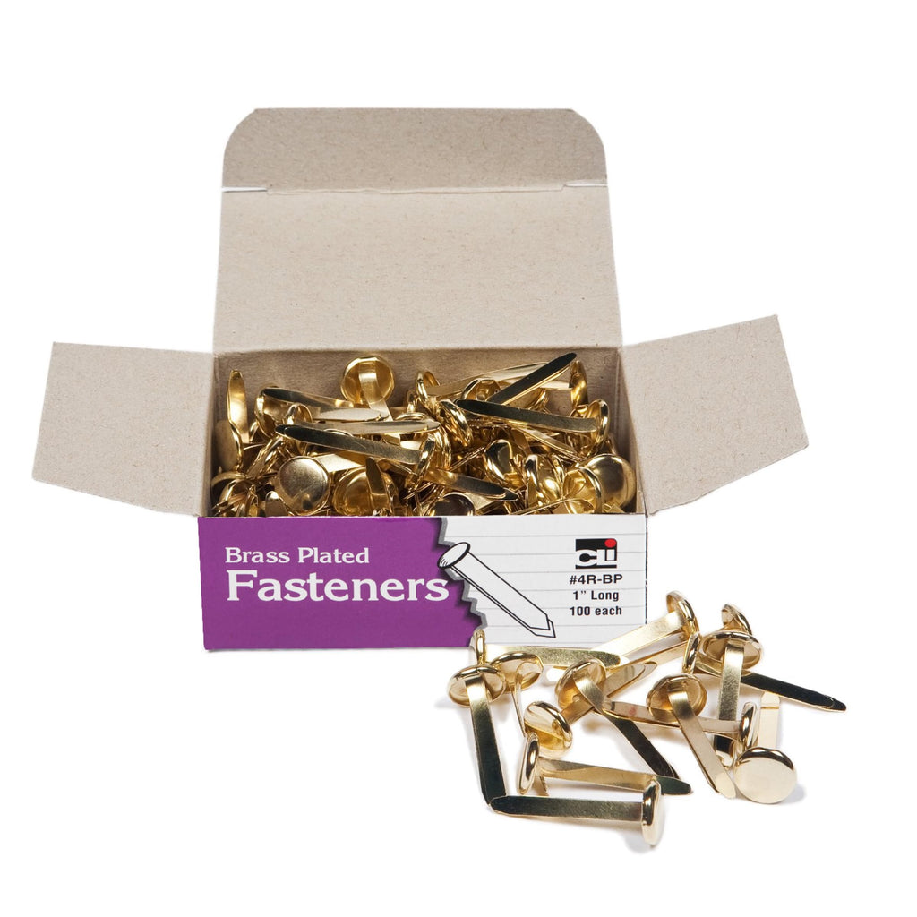 Charles Leonard Fasteners, Round Head, Brass Plated, 1/2 Inch Shank, 8 MM Head, 100-Pack (2R-BP)