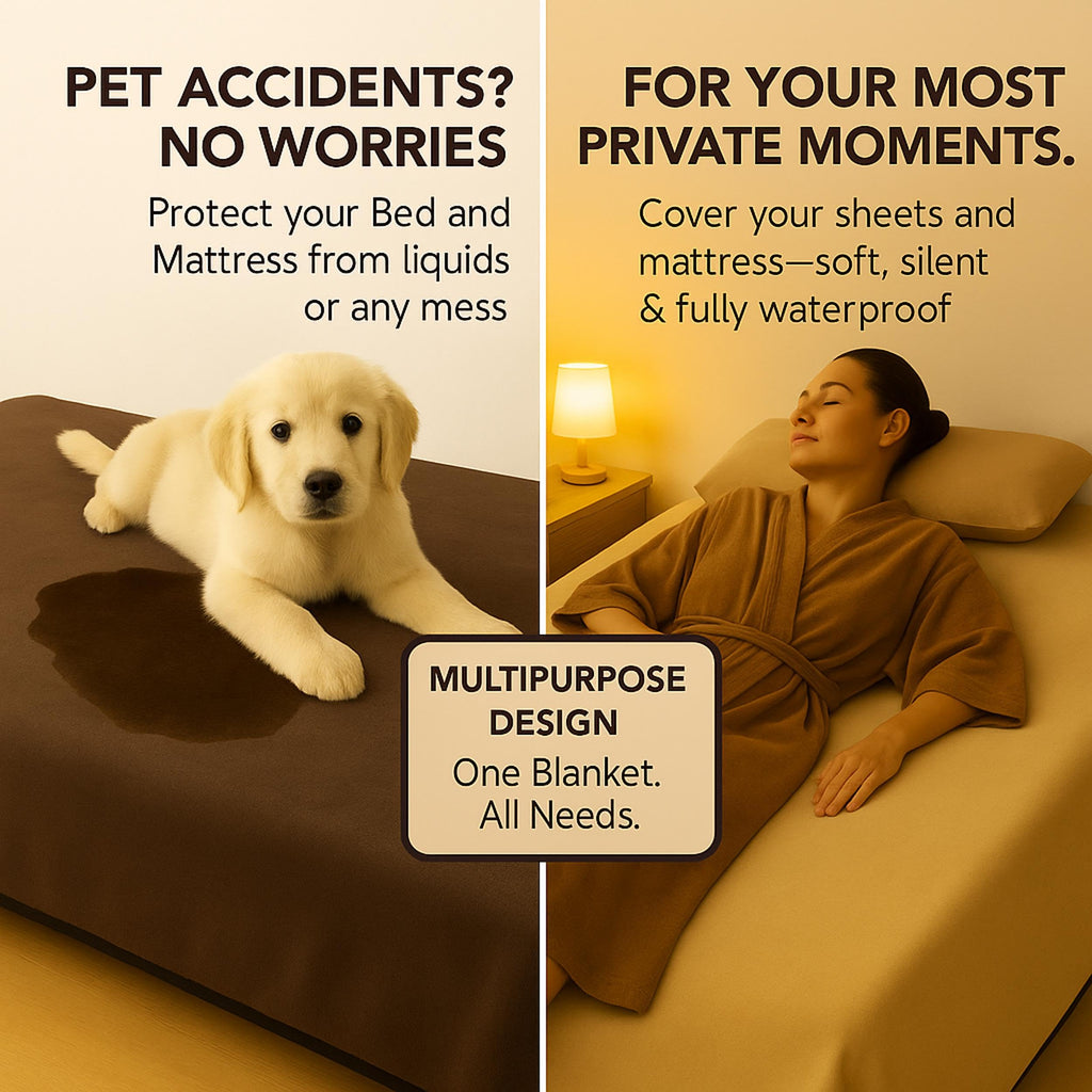 Waterproof Blanket for Bed & Couch Protection, Reddish/Green, 80"x90" | High-Density Heavy-Duty Material – Ultra-Soft & Durable Soft Fleece, Leakproof, Reversible, Silent No-Crinkle Design