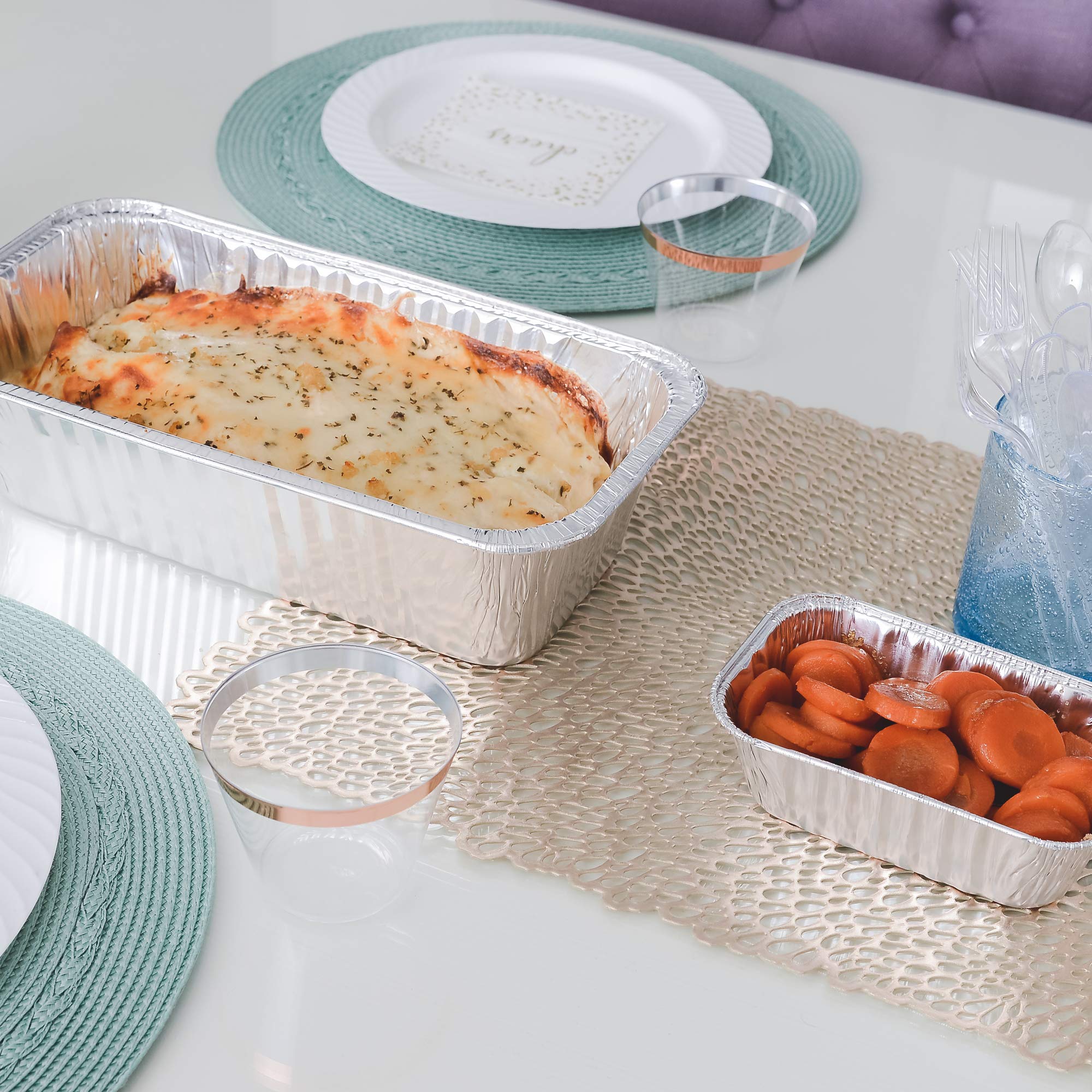 PLASTICPRO [1 Lb 10 Pack Disposable Loaf Pans Aluminum Tin Foil Meal Prep Bakeware - Cookware Perfect for Baking Cakes, Bread, Meatloaf, Lasagna 1 Pound 6'' X 3.75'' X 2''