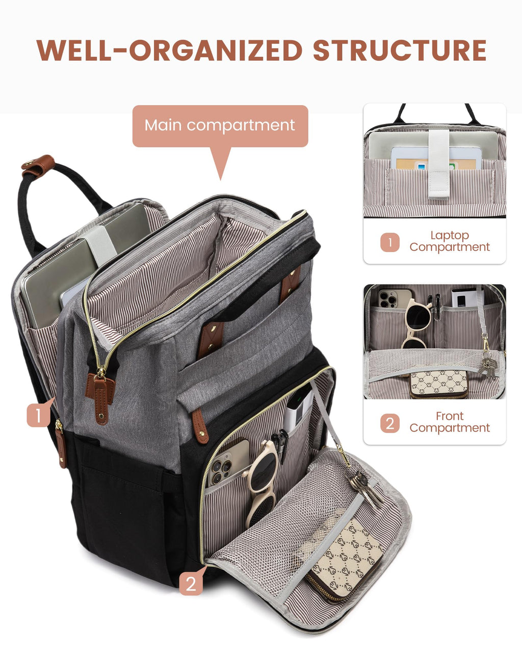 LOVEVOOK Laptop Backpack for Women, 15.6 inch Waterproof Nurse Bag Teacher Work Backpack Purse for Women, Travel Computer Backpack for College Office Business Ladies
