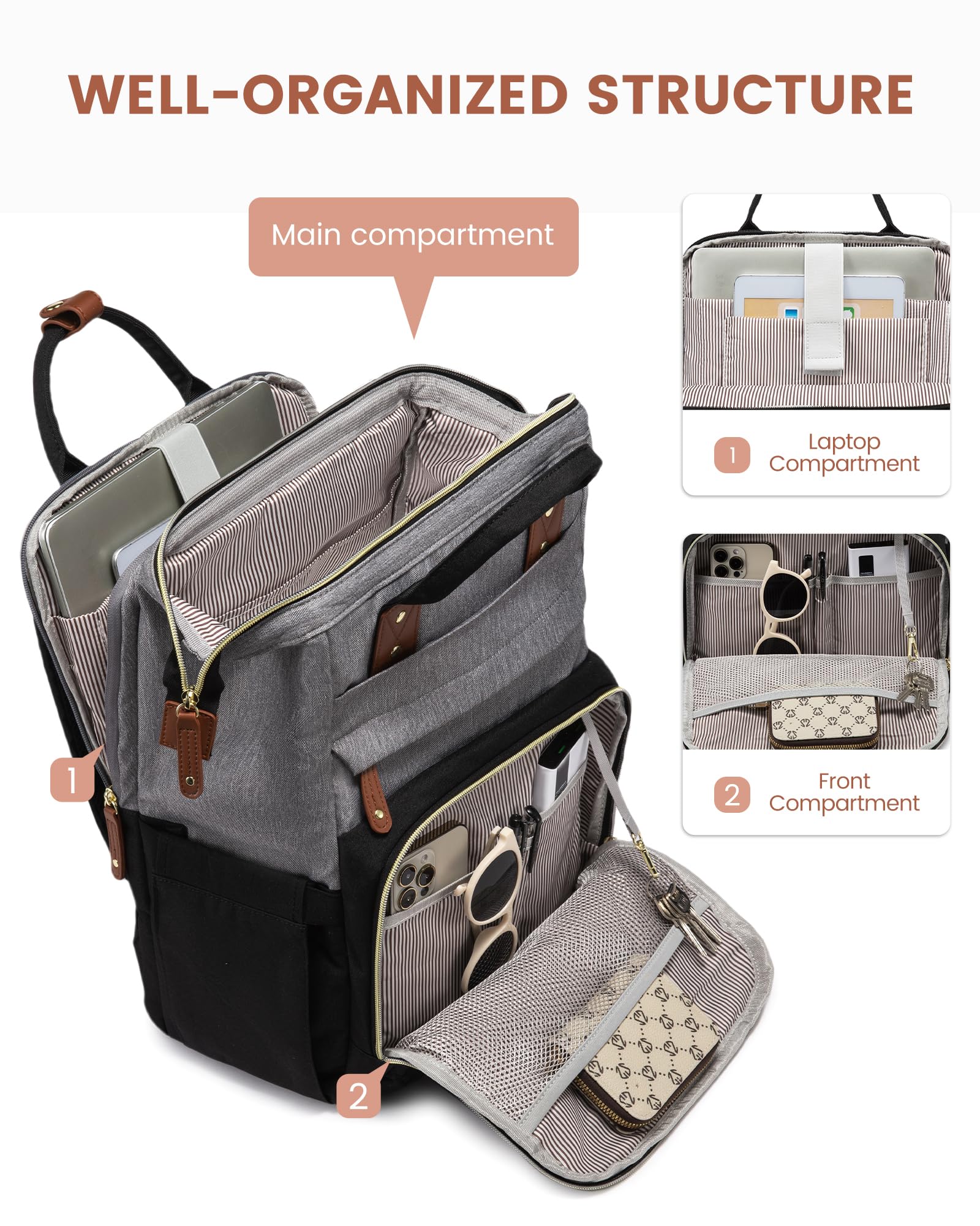 LOVEVOOK Laptop Backpack for Women, 15.6 inch Waterproof Nurse Bag Teacher Work Backpack Purse for Women, Travel Computer Backpack for College Office Business Ladies