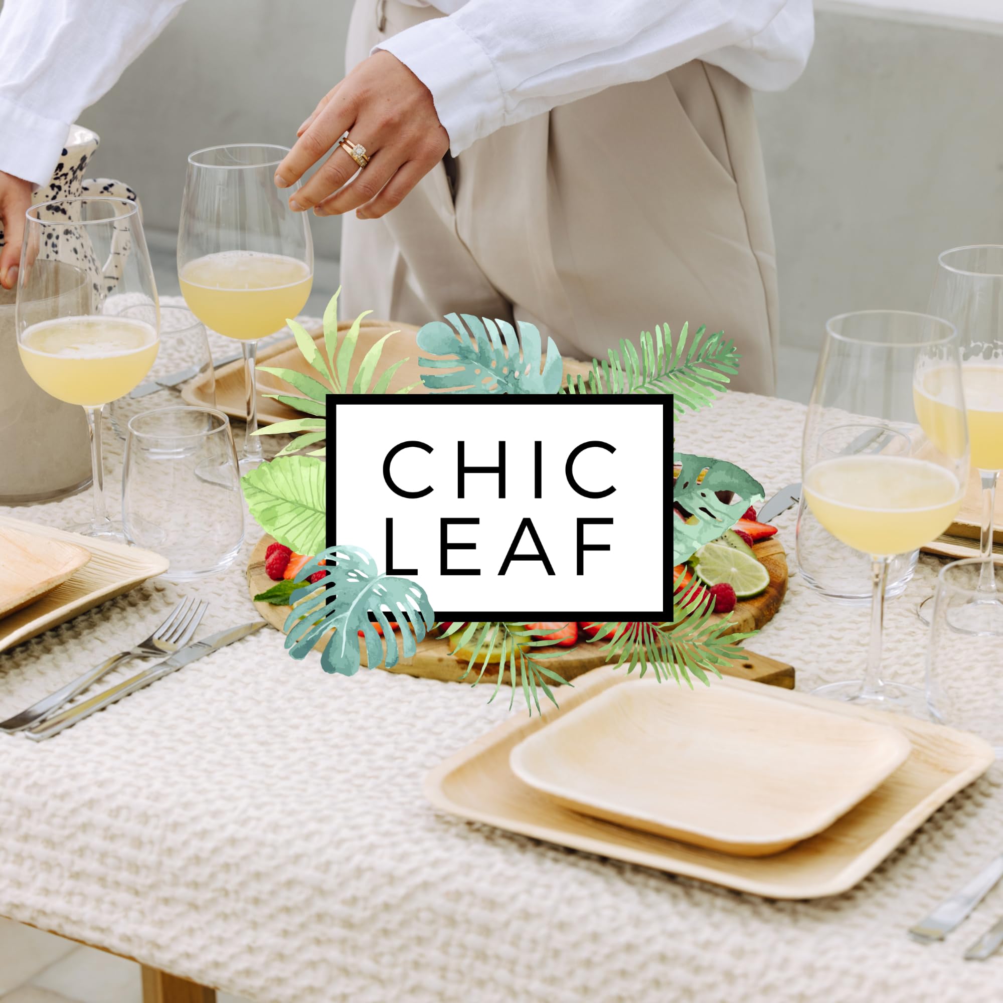 Chic Leaf Palm Leaf Plates - 4 in, 50 Pack, Compostable | Heavy-duty bamboo-style small plates - Use for appetizers & desserts at weddings, parties & picnics